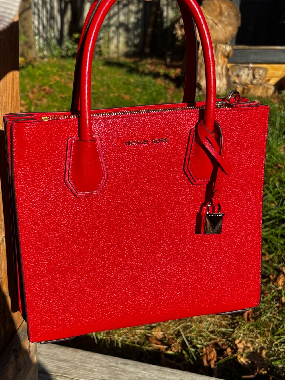 NWT Michael Kors Mercer Gallery Red Leather Satchel + Dust Bag